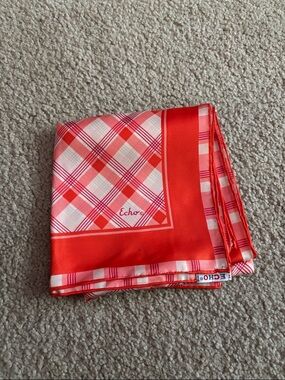 Echo Red and Pink Plaid Silk Square Scarf